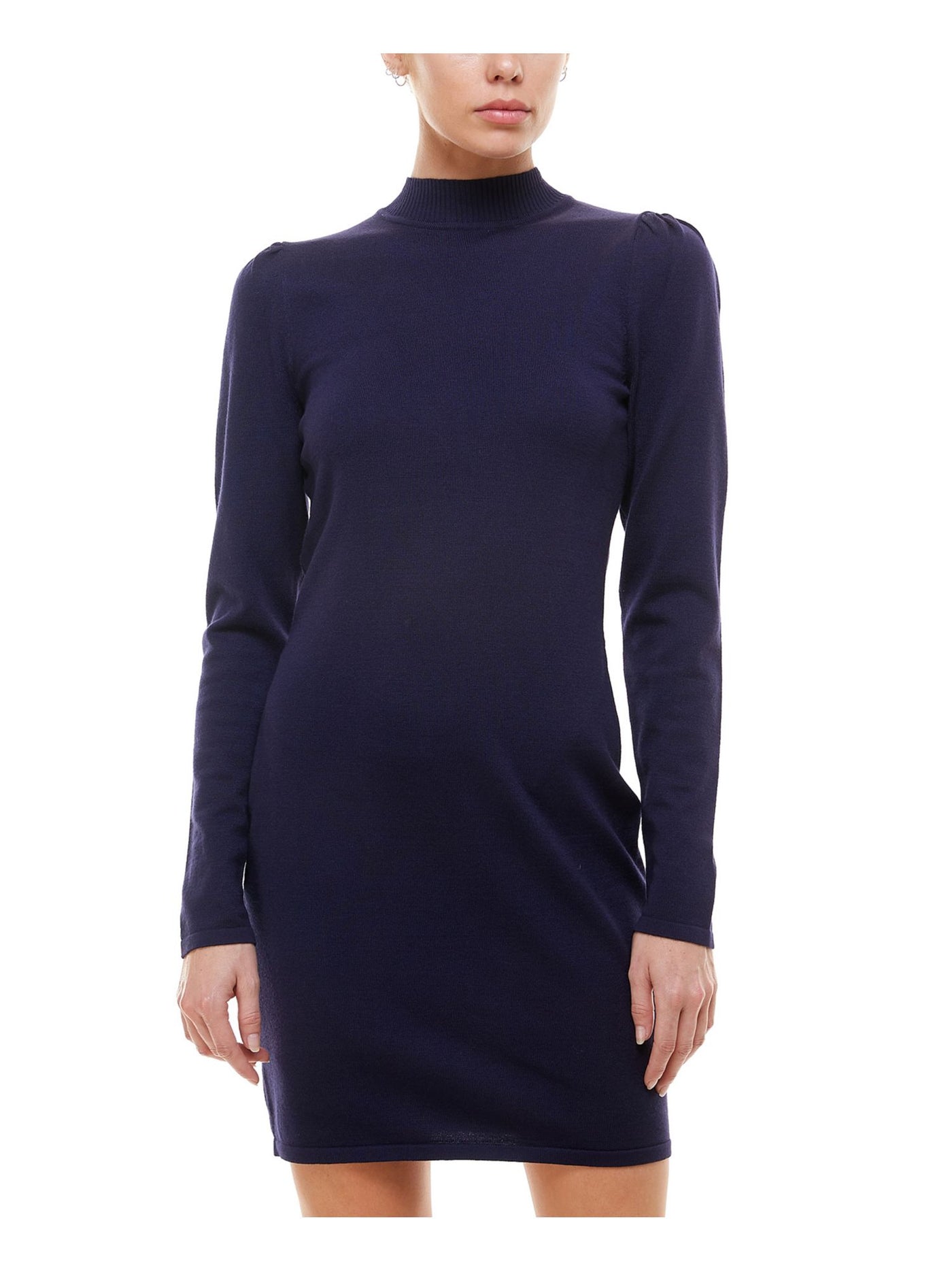 PLANET GOLD Womens Navy Long Sleeve Turtle Neck Short Sheath Dress XL