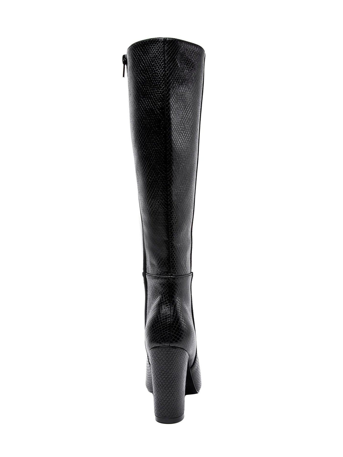 JANE AND THE SHOE Womens Black Snakeskin Padded Fay Pointy Toe Block Heel Zip-Up Heeled Boots 8