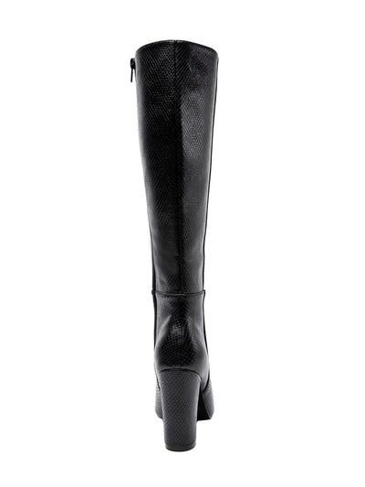 JANE AND THE SHOE Womens Black Snakeskin Padded Fay Pointy Toe Block Heel Zip-Up Heeled Boots 8