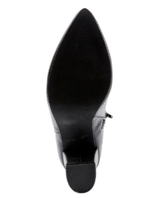 JANE AND THE SHOE Womens Black Snakeskin Padded Fay Pointy Toe Block Heel Zip-Up Heeled Boots