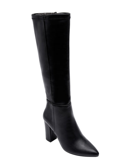 JANE AND THE SHOE Womens Black German Outsole Mabel Pointy Toe Block Heel Zip-Up Dress Boots 8