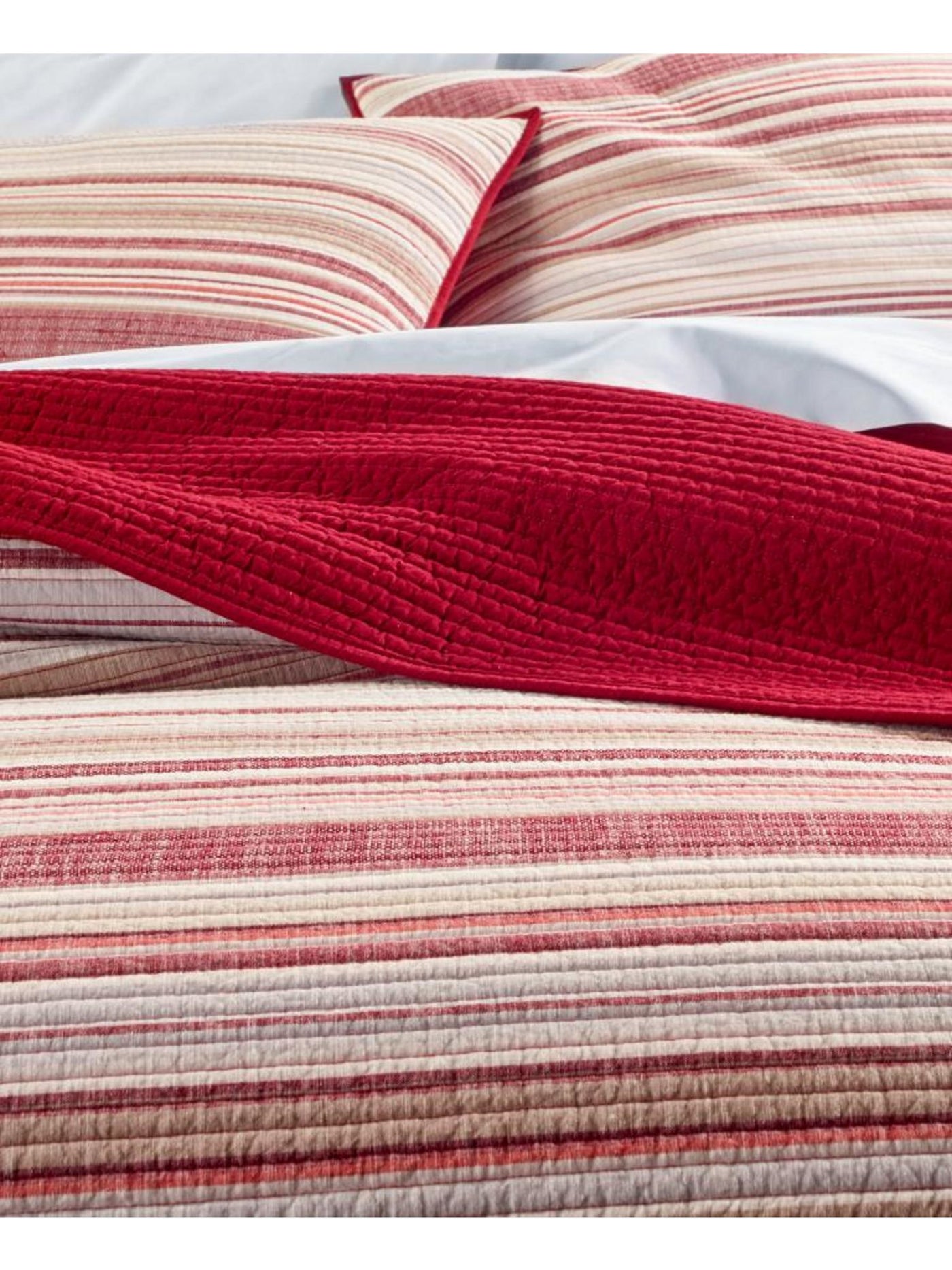 MARTHA STEWART Red Striped KING Sham
