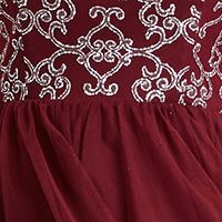 SPEECHLESS Womens Burgundy Glitter Zippered Tiered Spaghetti Strap Scoop Neck Full-Length Evening Dress