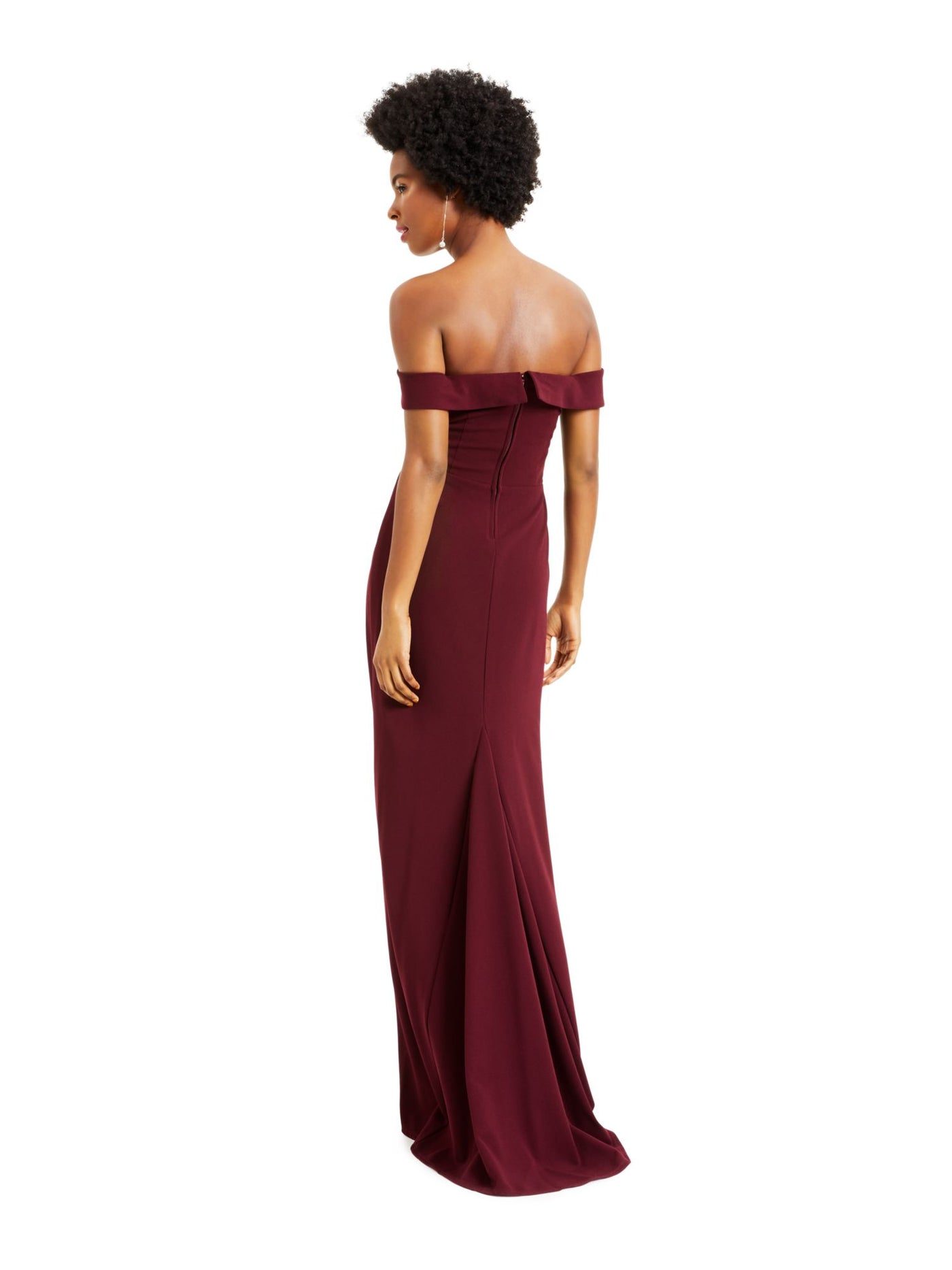 SPEECHLESS Womens Maroon Beaded Off Shoulder Full-Length Evening Sheath Dress 1