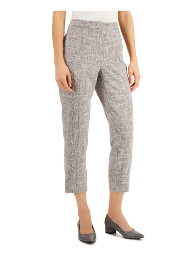 ALFANI Womens Gray Zippered Clasp Buttoned Printed Cropped Pants 18
