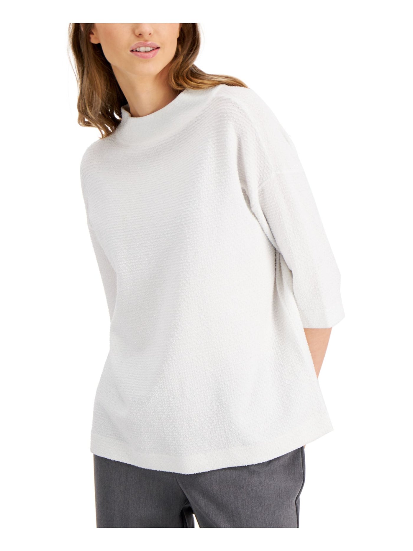 ALFANI Womens White Glitter Top XS