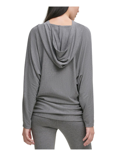 DKNY Womens Dolman Sleeve Draped Hoodie Sweater