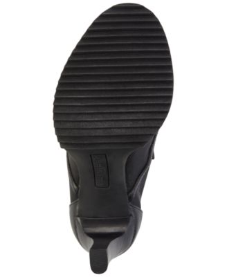 KARL LAGERFELD PARIS Womens Black Mixed Media Mesh Sheer Embellished Blayze Peep Toe Block Heel Zip-Up Dress Booties