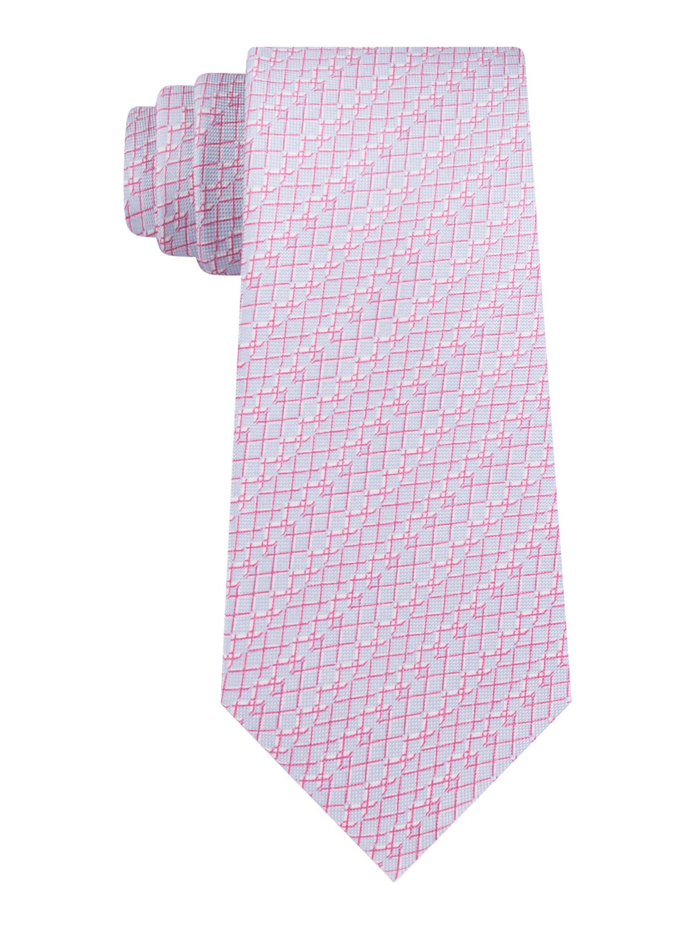 CALVIN KLEIN Mens Pink Netting Stripe Jacquard Silk Slim Neck Tie