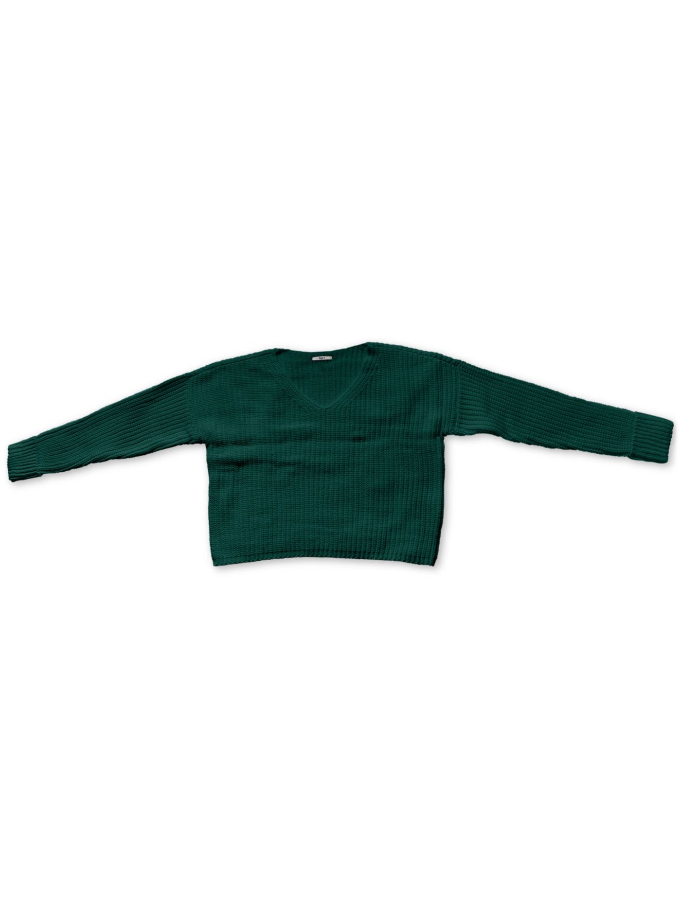 BAR III Womens Green Cuffed V Neck Sweater L