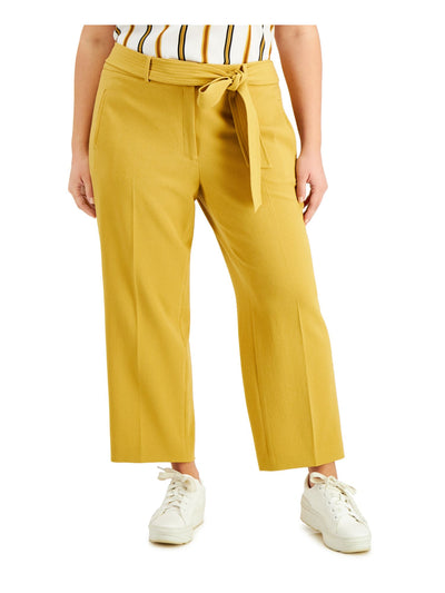 BAR III Womens Yellow Pocketed Zippered Wide Leg Pants Plus 22W