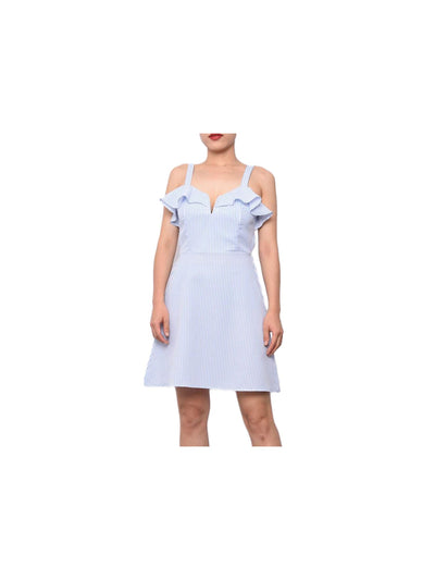 PLANET GOLD Womens Ruffled Sleeveless Sweetheart Neckline Mini A-Line Dress