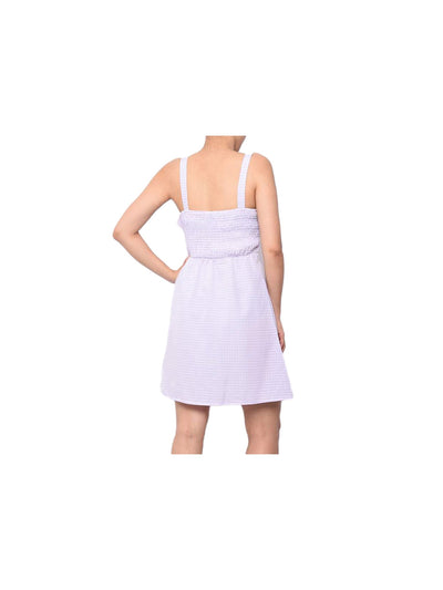 PLANET GOLD Womens Purple Ruffled Check Sleeveless Sweetheart Neckline Mini A-Line Dress M