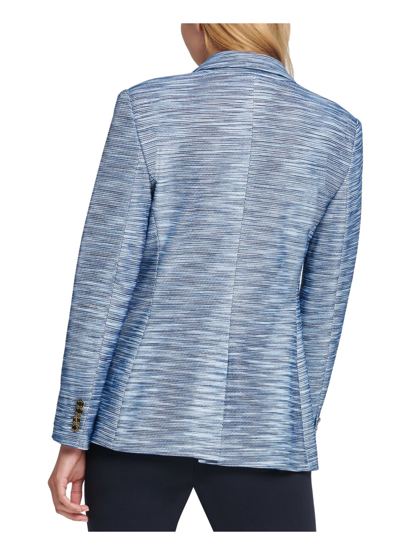 DKNY Womens Blue Striped Wear To Work Blazer Jacket 0