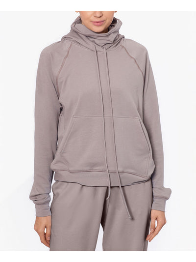 BAM BY BETSY & ADAM Womens Gray Cotton Blend Pocketed Drawstring Removable Mask Long Sleeve Hoodie Top XS