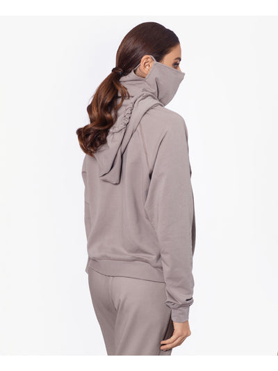 BAM BY BETSY & ADAM Womens Gray Cotton Blend Pocketed Drawstring Removable Mask Long Sleeve Hoodie Top XS