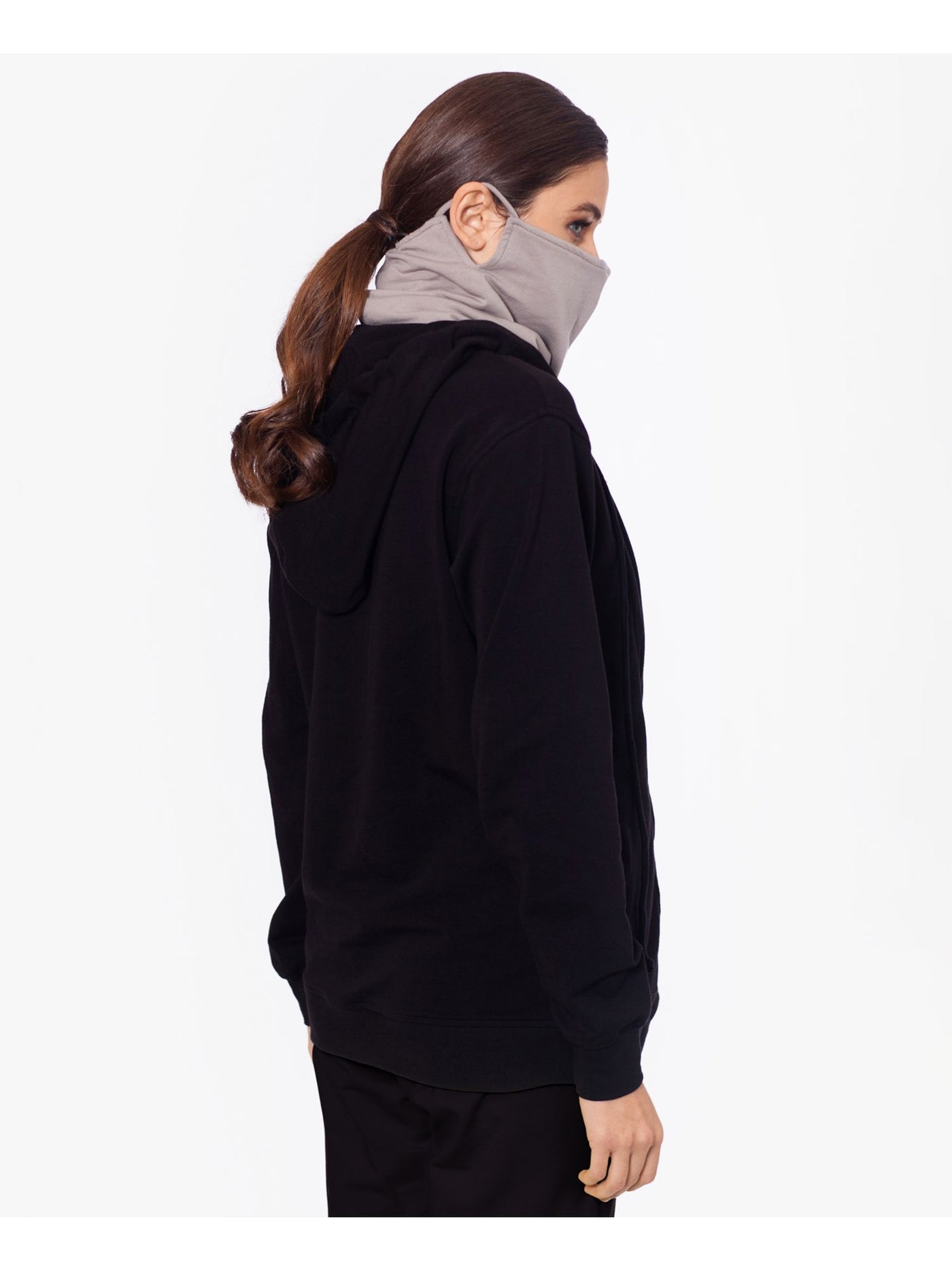 BAM BY BETSY & ADAM Womens Black Stretch Zippered Pocketed With Removable Mask Long Sleeve Hoodie Sweater XS