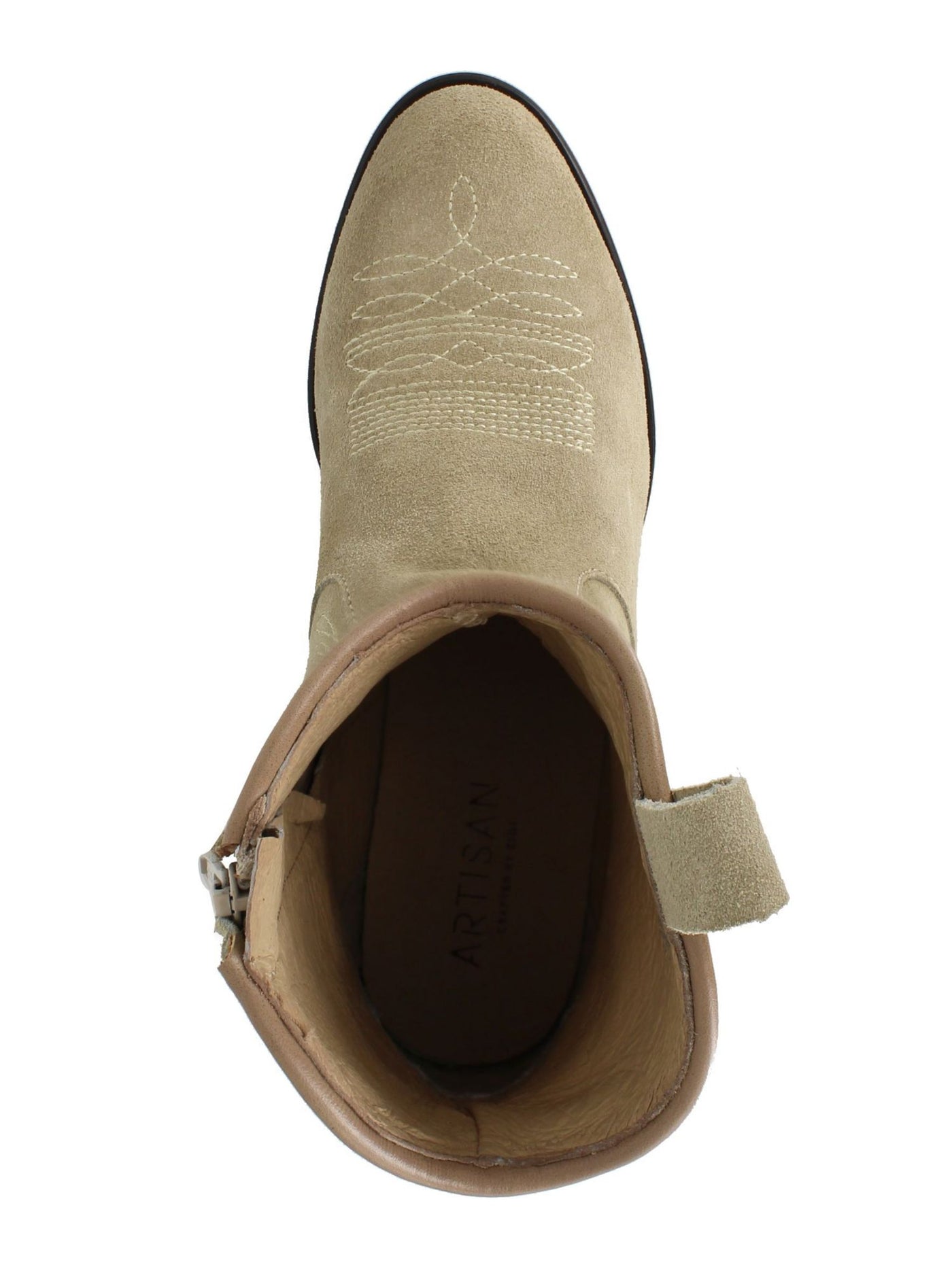 ARTOLOGY Womens Beige Western Style Padded Mireya Round Toe Block Heel Zip-Up Booties 7 M