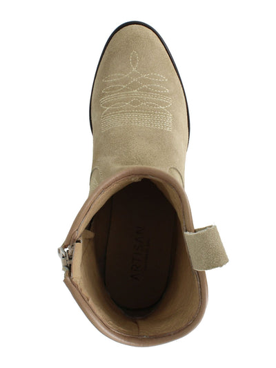 ARTOLOGY Womens Beige Western Style Padded Mireya Round Toe Block Heel Zip-Up Booties 7 M