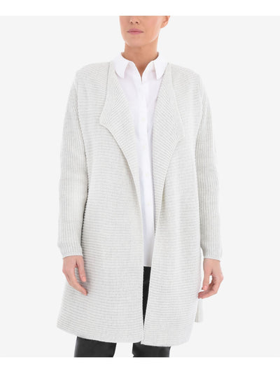 LIVE UNLIMITED Womens Gray Textured Long Sleeve Open Front Cardigan Plus 1X