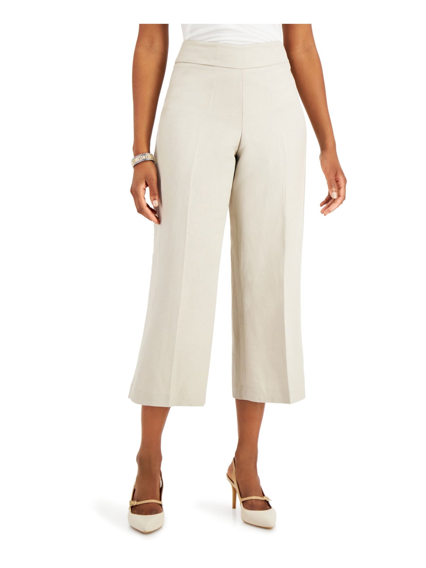 KASPER Womens Beige Wide Leg Pants 6