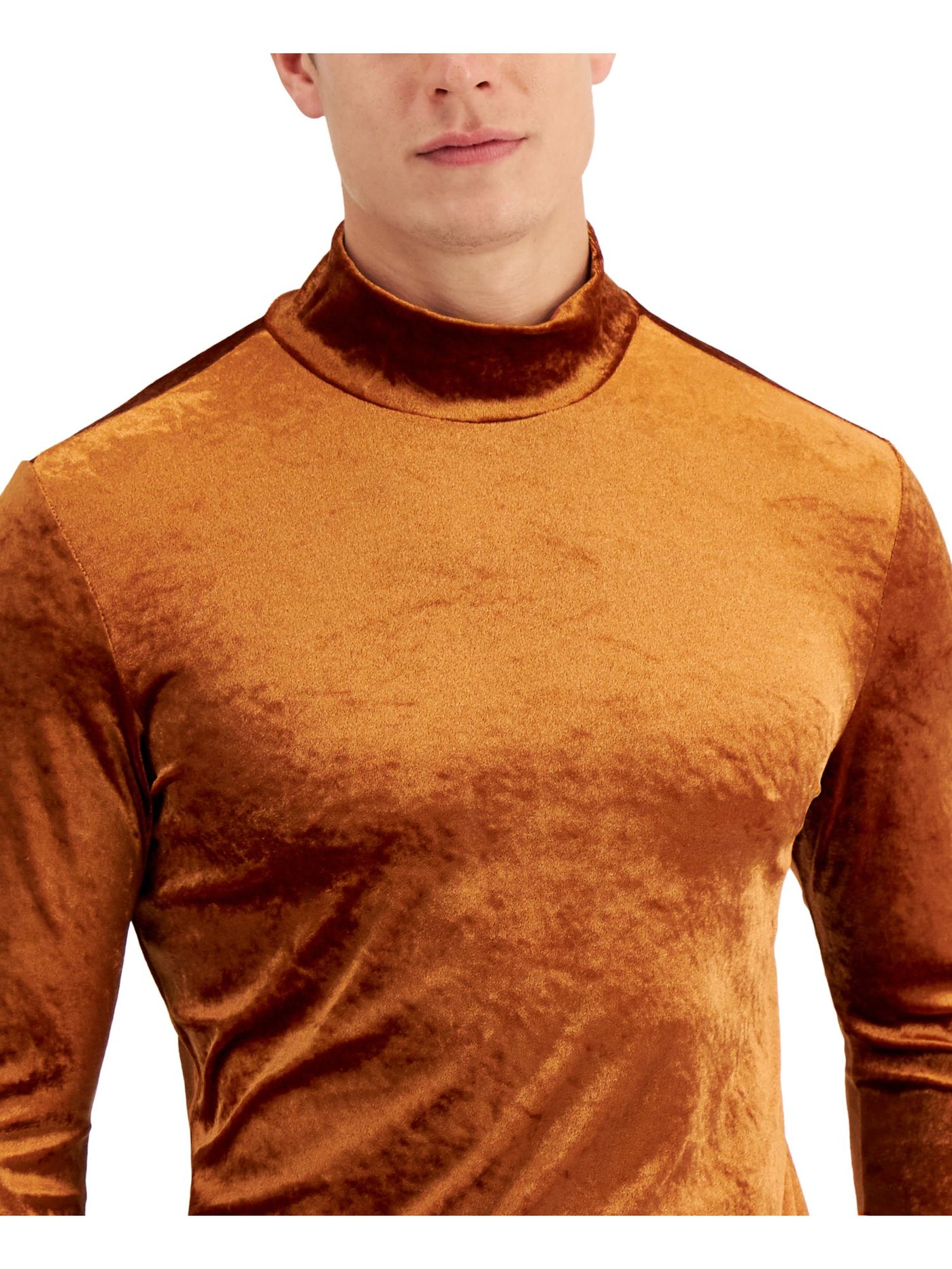 INC Mens Brown Mock Pullover Sweater S