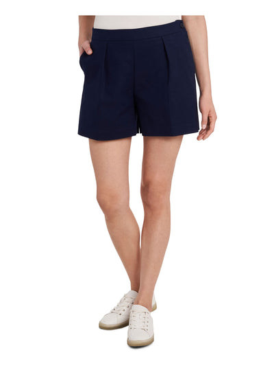 RILEY&RAE Womens Navy Stretch Zippered Pocketed Straight leg Shorts 10