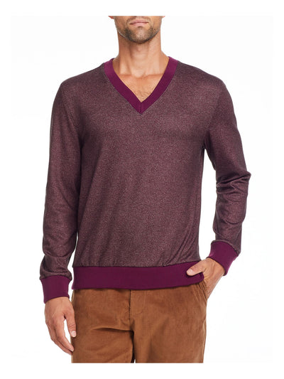 TALLIA SPORT Mens Burgundy V Neck Slim Fit Stretch Pullover Sweater XL