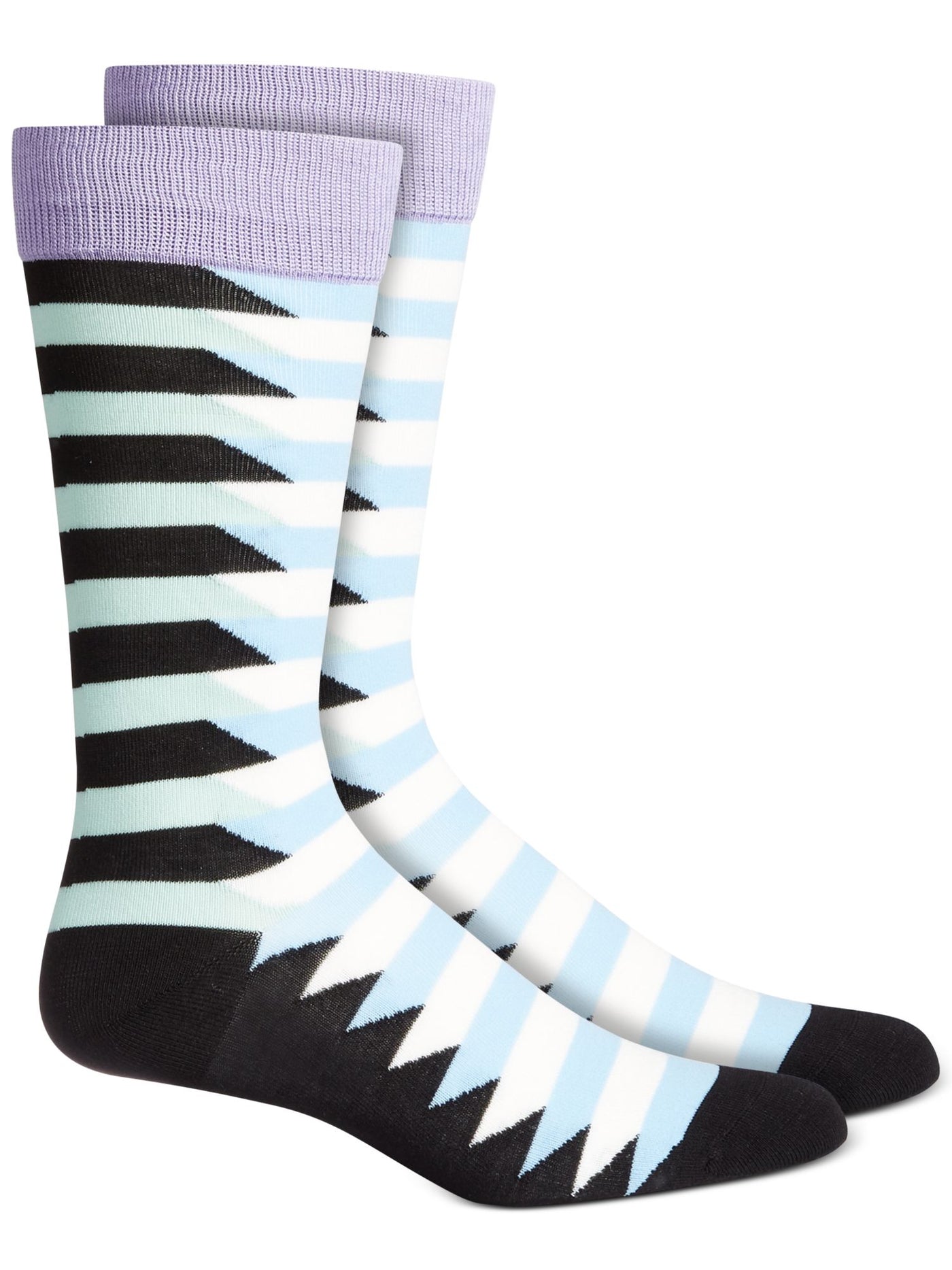 ALFANI Mens Light Blue Geometric Seamless Dress Crew Socks 7-12