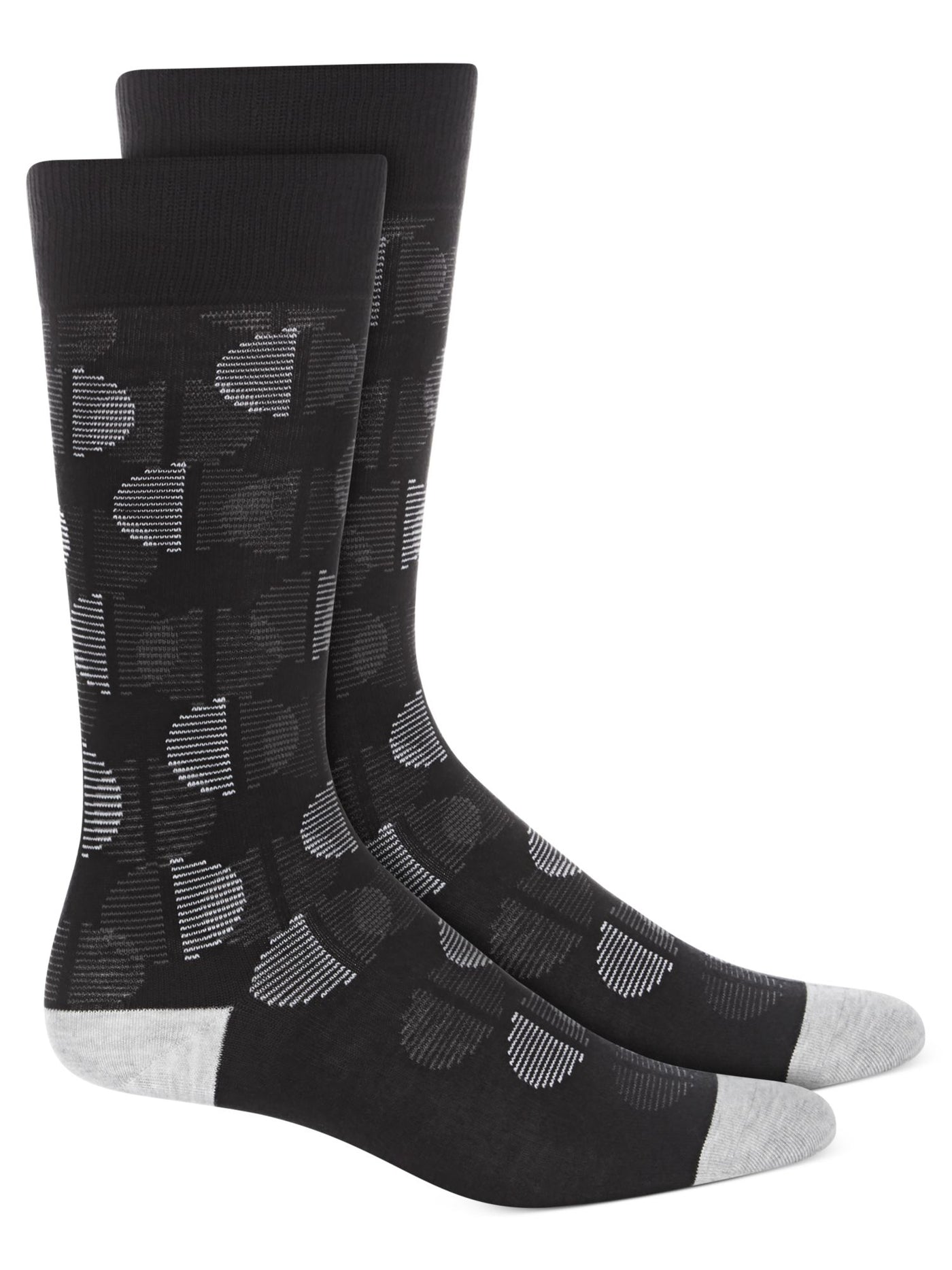 ALFATECH BY ALFANI Mens Black Geometric Seamless Ribbed Dress Crew Socks 7-12