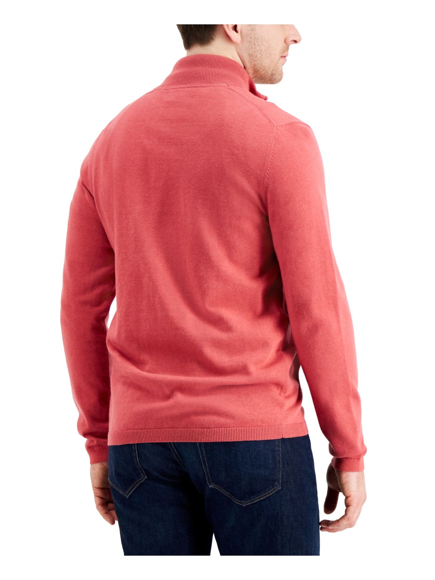 TASSO ELBA Mens Red Mock Neck Classic Fit Full Zip Stretch Cardigan Sweater L