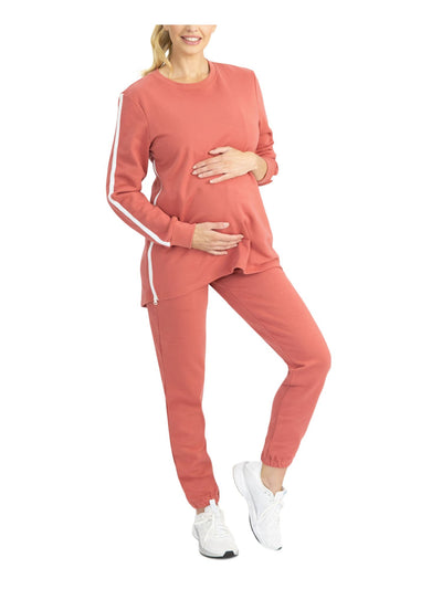 ANGEL Womens Coral Top Zippered Long Sleeve Cuffed Pants Jogger Maternity S