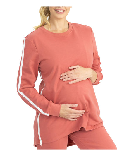 ANGEL Womens Coral Top Zippered Long Sleeve Cuffed Pants Jogger Maternity S