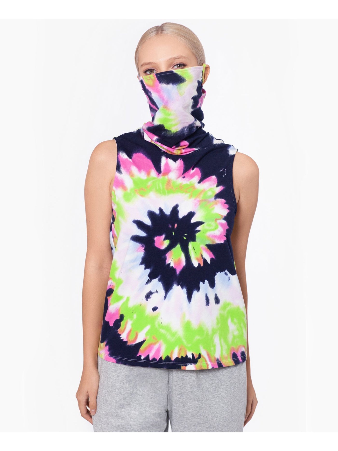 BAM BY BETSY & ADAM Womens White Tie Dye Sleeveless Tank Top L