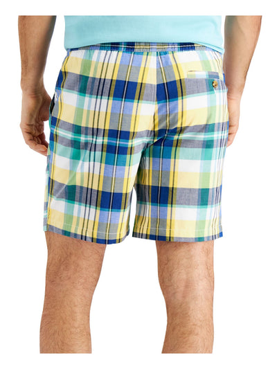 CLUBROOM Mens White Drawstring, Plaid Classic Fit Shorts XXL