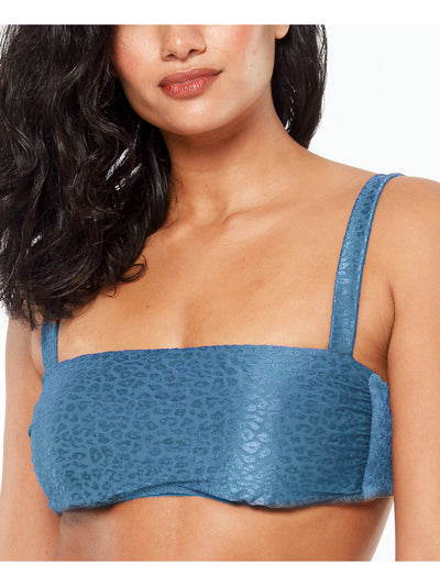 BAR III Women's Blue Satin Lined Stretch Tie Adjustable Molded Cup Bandeau Swimsuit Top XL