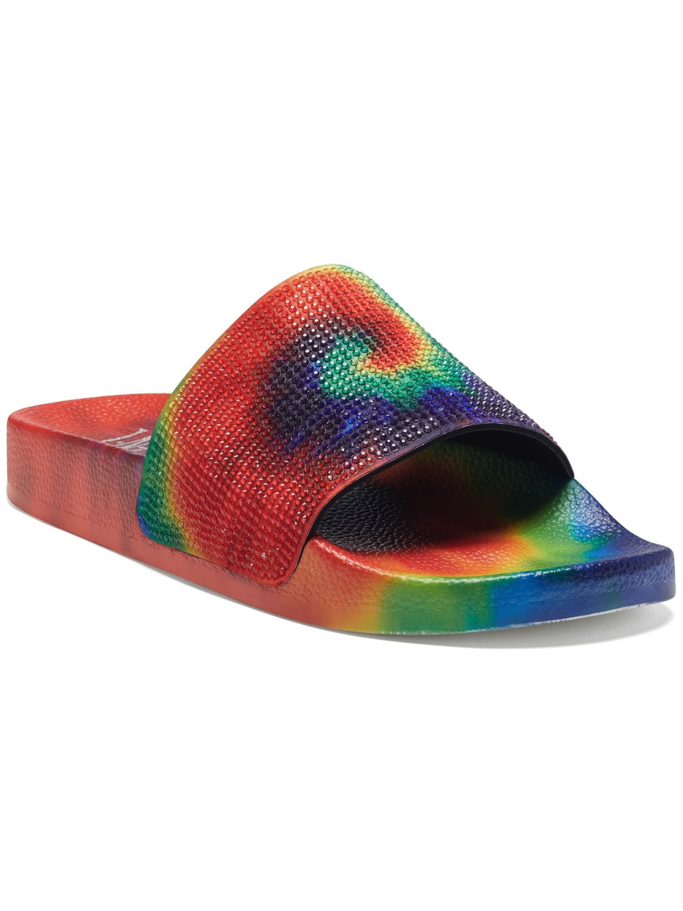 INC Womens Red Tie-Dye Rhinestone Peymin Round Toe Platform Slip On Slide Sandals Shoes 6 M