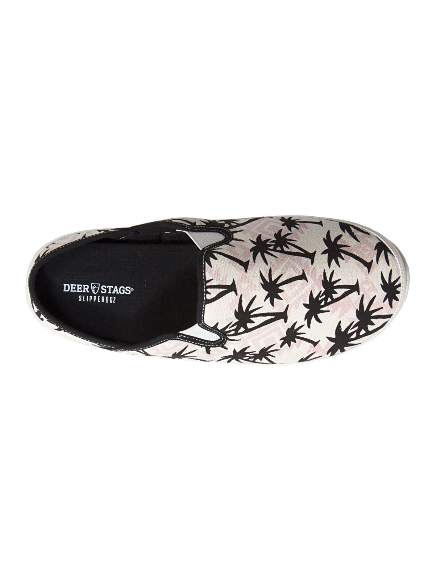 DEER STAGS Mens White Palm Tree Removable Insole Spike Round Toe Slip On Slippers Shoes 7 M