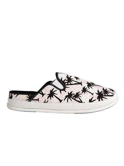 DEER STAGS Mens White Palm Tree Removable Insole Spike Round Toe Slip On Slippers Shoes 7 M