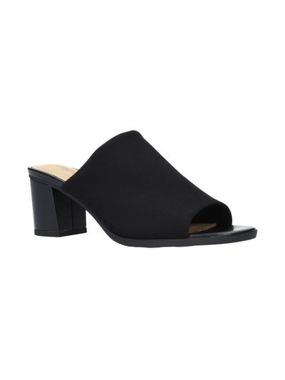 EASY STREET Womens Black Padded Carmella Round Toe Block Heel Slip On Mules 7 M