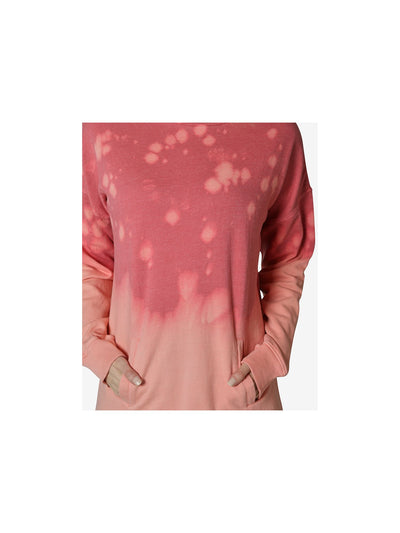 NO COMMENT Womens Pink Tie Dye Long Sleeve Crew Neck Short Shift Dress S