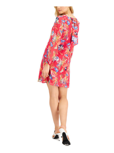 INC Womens Zippered Long Sleeve Tie Back V Neck Mini Party Shift Dress