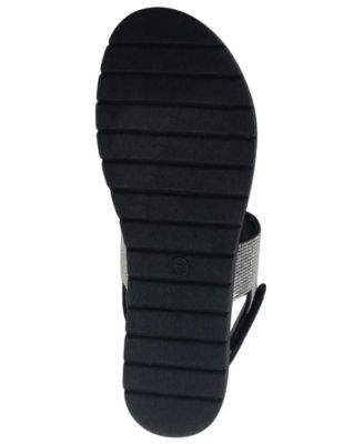 WILD PAIR Womens Black Rhinestone Padded Sallee Round Toe Platform Slingback Sandal