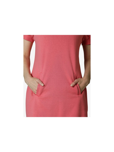 ULTRA FLIRT Womens Pink Pouf Sleeve Crew Neck Mini Shift Dress M