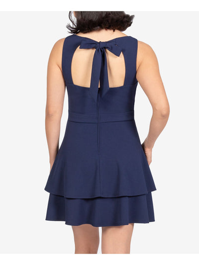 B DARLIN Womens Navy Sleeveless Square Neck Mini Fit + Flare Dress 11\12