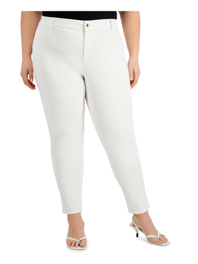 CALVIN KLEIN Womens Stretch Pocketed Zippered Twill Mid-rise Slim Skinny Pants