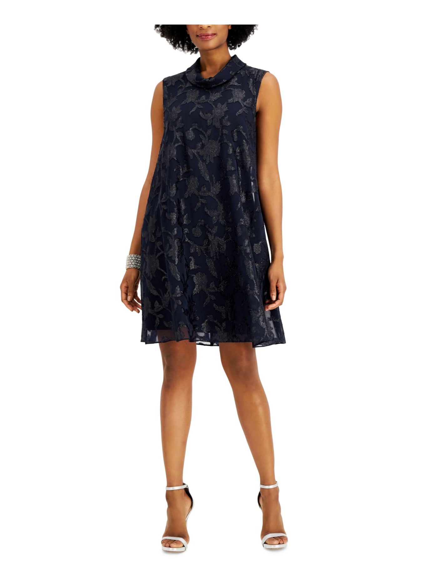 CONNECTED APPAREL Womens Sleeveless Above The Knee Cocktail Shift Dress