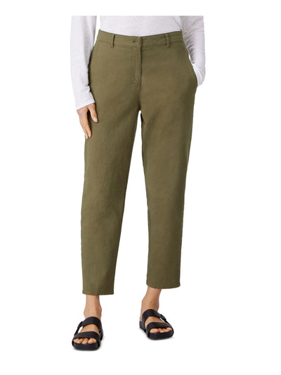 EILEEN FISHER Womens Green Zippered Pocketed Tapered Ankle Pants 10