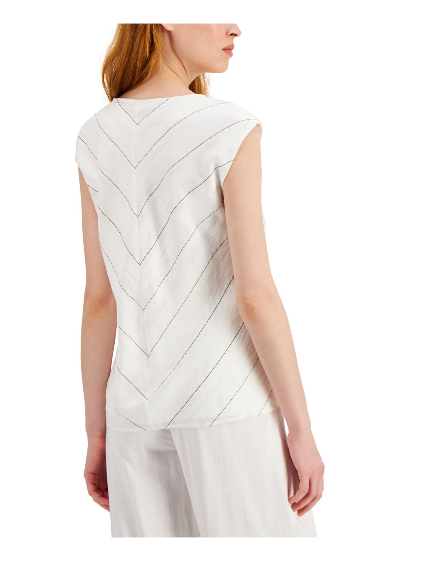ALFANI Womens Keyhole Twist Cap Sleeve V Neck Top