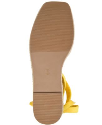 JOURNEE COLLECTION Womens Yellow Ballerina-Inspired Ankle Wrap Padded Emelie Open Toe Lace-Up Espadrille Shoes